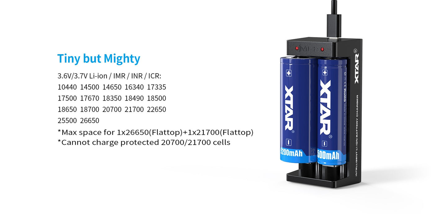 XTAR MC2 2-Slot USB-C Lithium-Ion Battery Charger