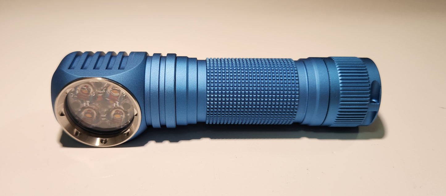 Emisar DW4 18650 Right Angle LED Flashlight *CUSTOM BUILT-TO-ORDER* CYAN