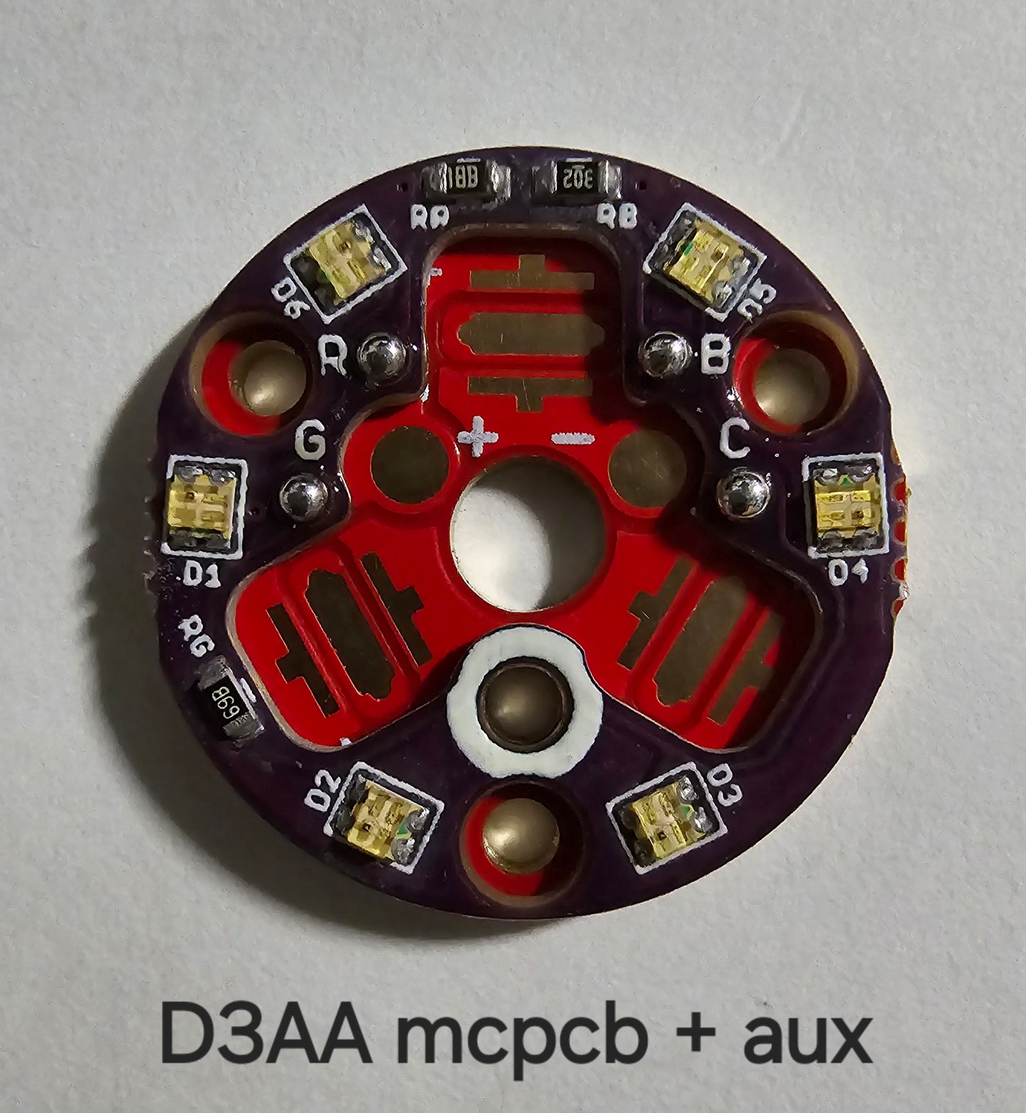 Emisar Noctigon XP Raw MCPCB/AUX Custom 20 X 1.5MM D3AA TRIPLE 3535 SMD MCPCB + AUX BOARD (STOCK)