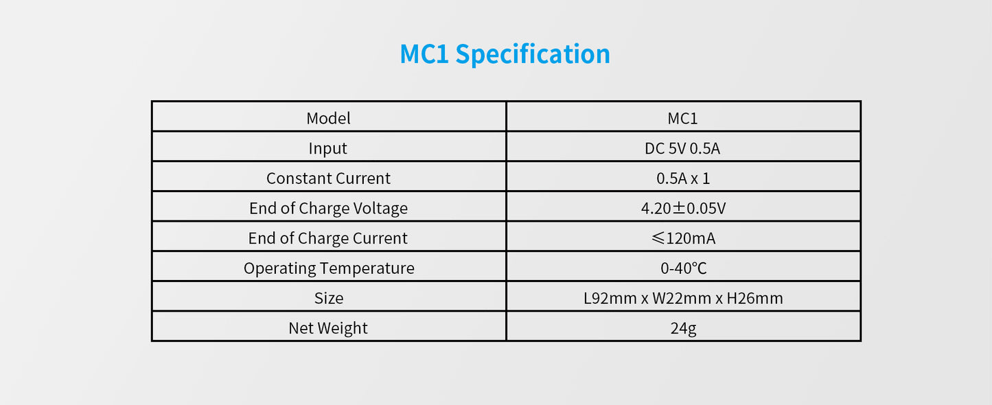 XTAR MC1 Single Bay Lithium-Ion Battery Charger