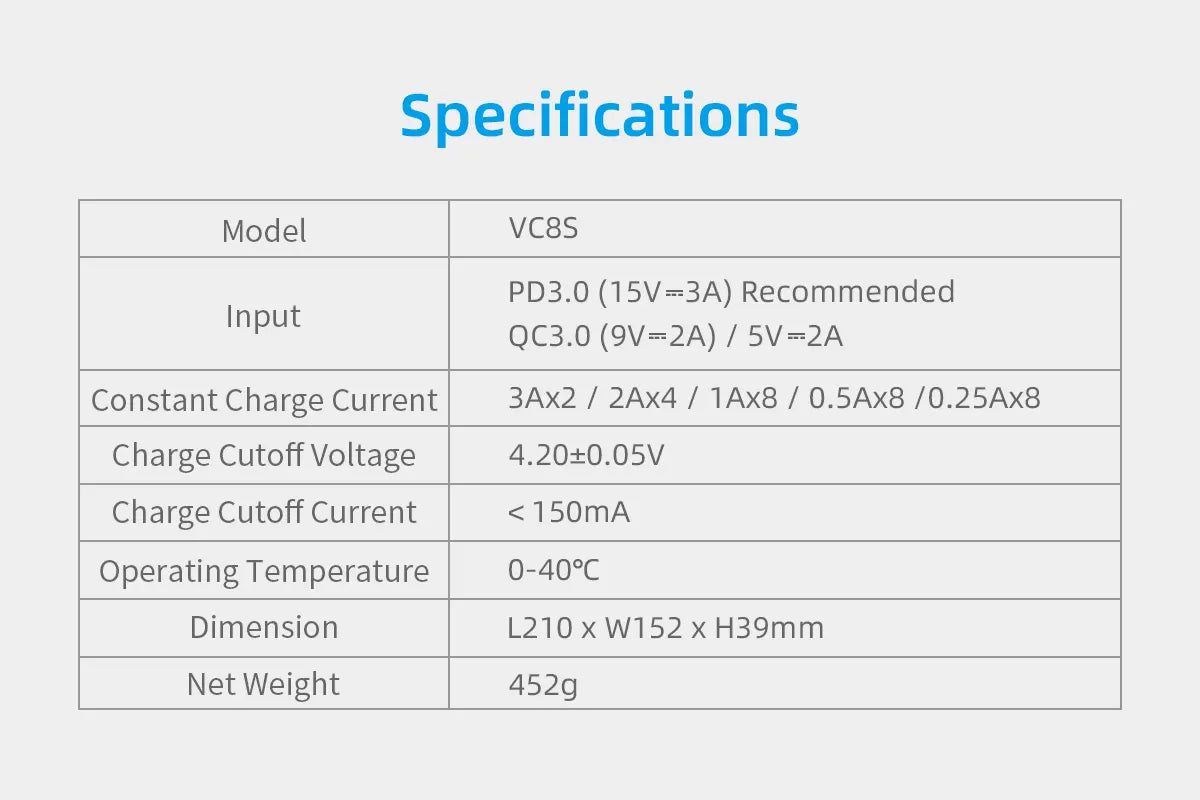 XTAR VC8S Intelligent and multifunctional Battery Charger
