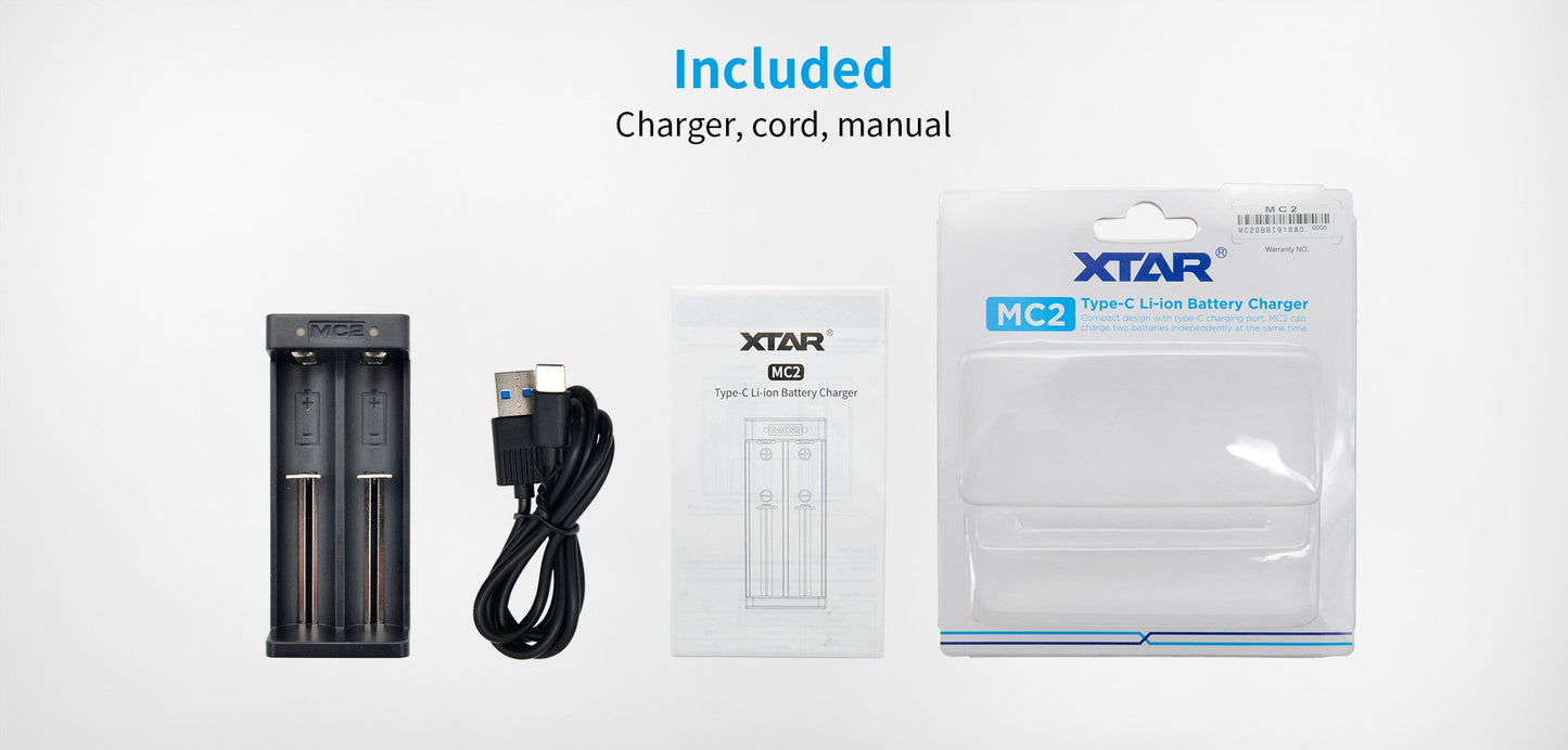 XTAR MC2 2-Slot USB-C Lithium-Ion Battery Charger