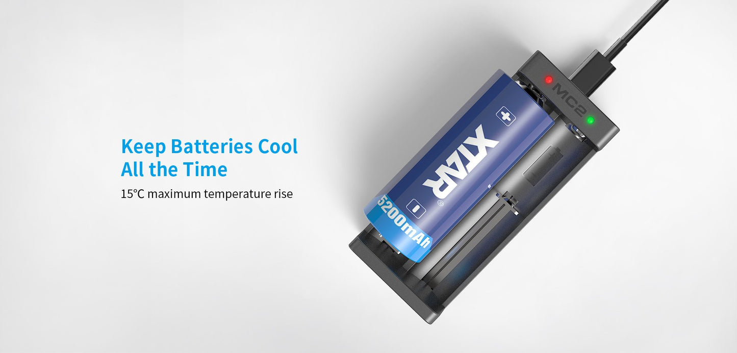 XTAR MC2 2-Slot USB-C Lithium-Ion Battery Charger