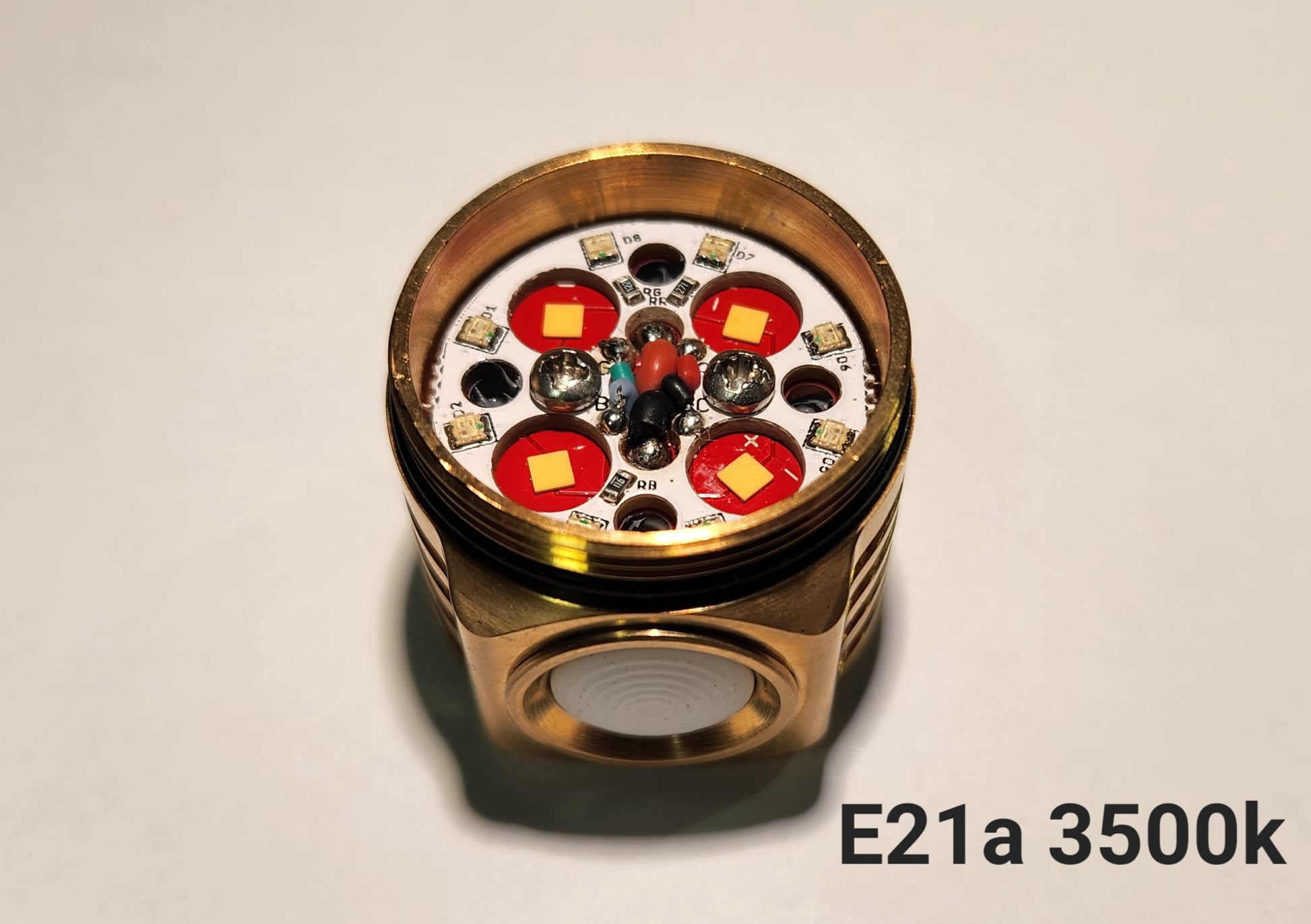 Emisar D4v2 Titanium Copper Brass Replacement Head BRASS E21A 3500K W AMBER LIGHTED SW