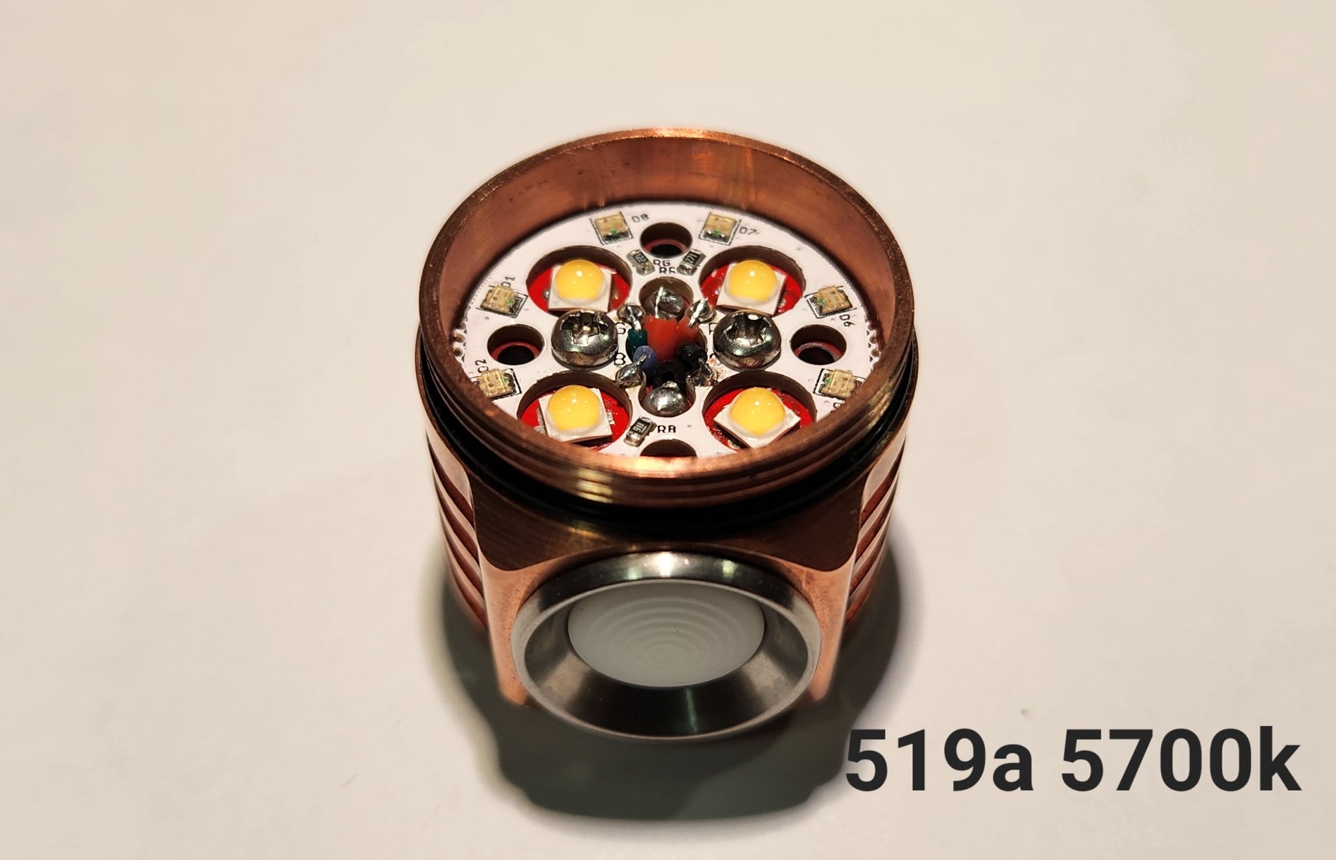 Emisar D4v2 Titanium Copper Brass Replacement Head COPPER 519A 5700K W WARM WHITE LIGHTED SW