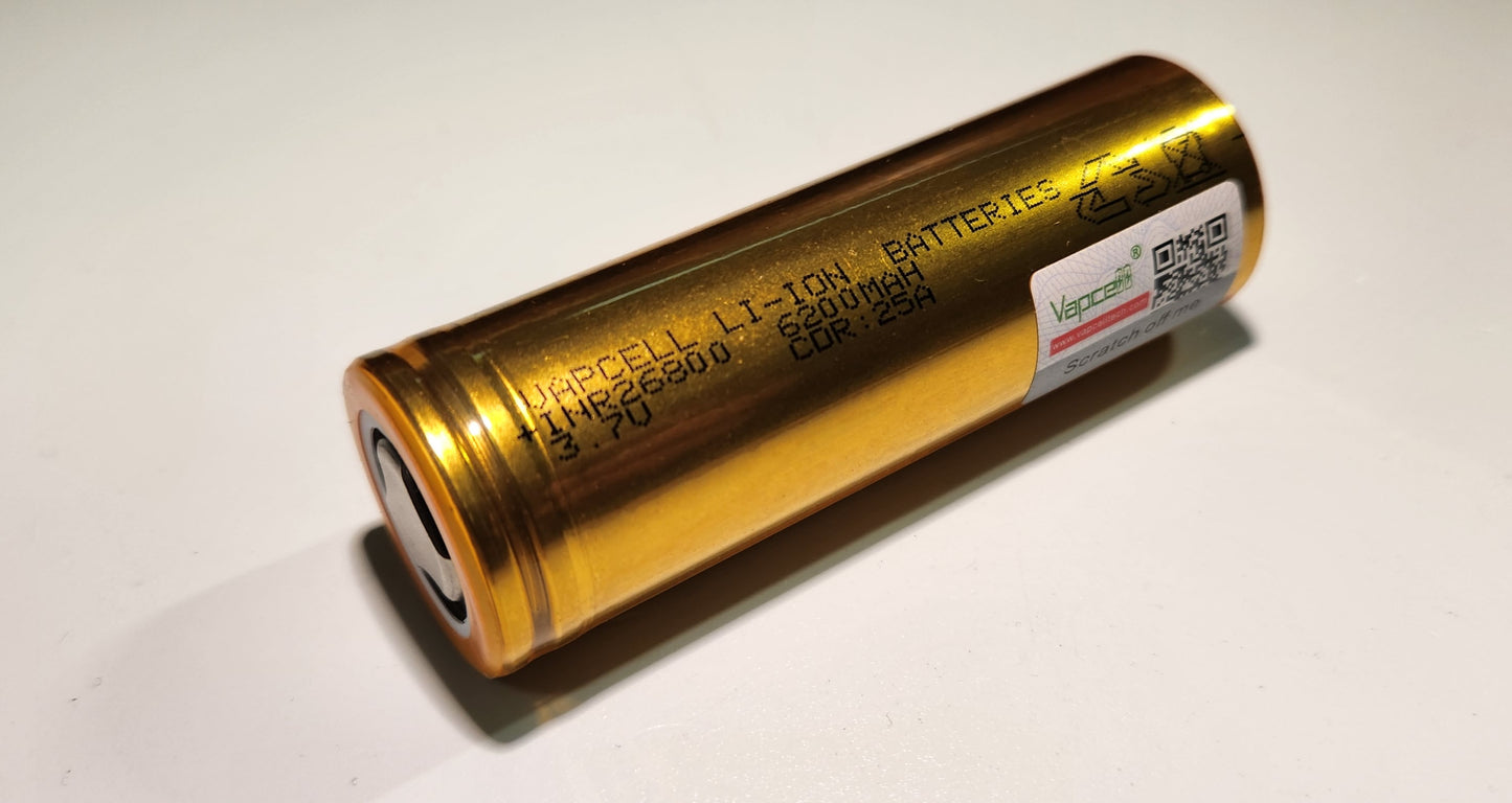 Vapcell INR26800 26800 6200mAh 25A Rechargeable Li-Ion Battery *** HAS TO BE PURCHASED WITH FLASHLIGHT + FEDEX ***