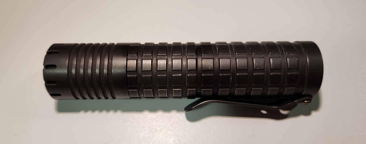 ReyLight Anodized Dawn Triple V2.1 Black Oil Titanium Custom LED Flashlight