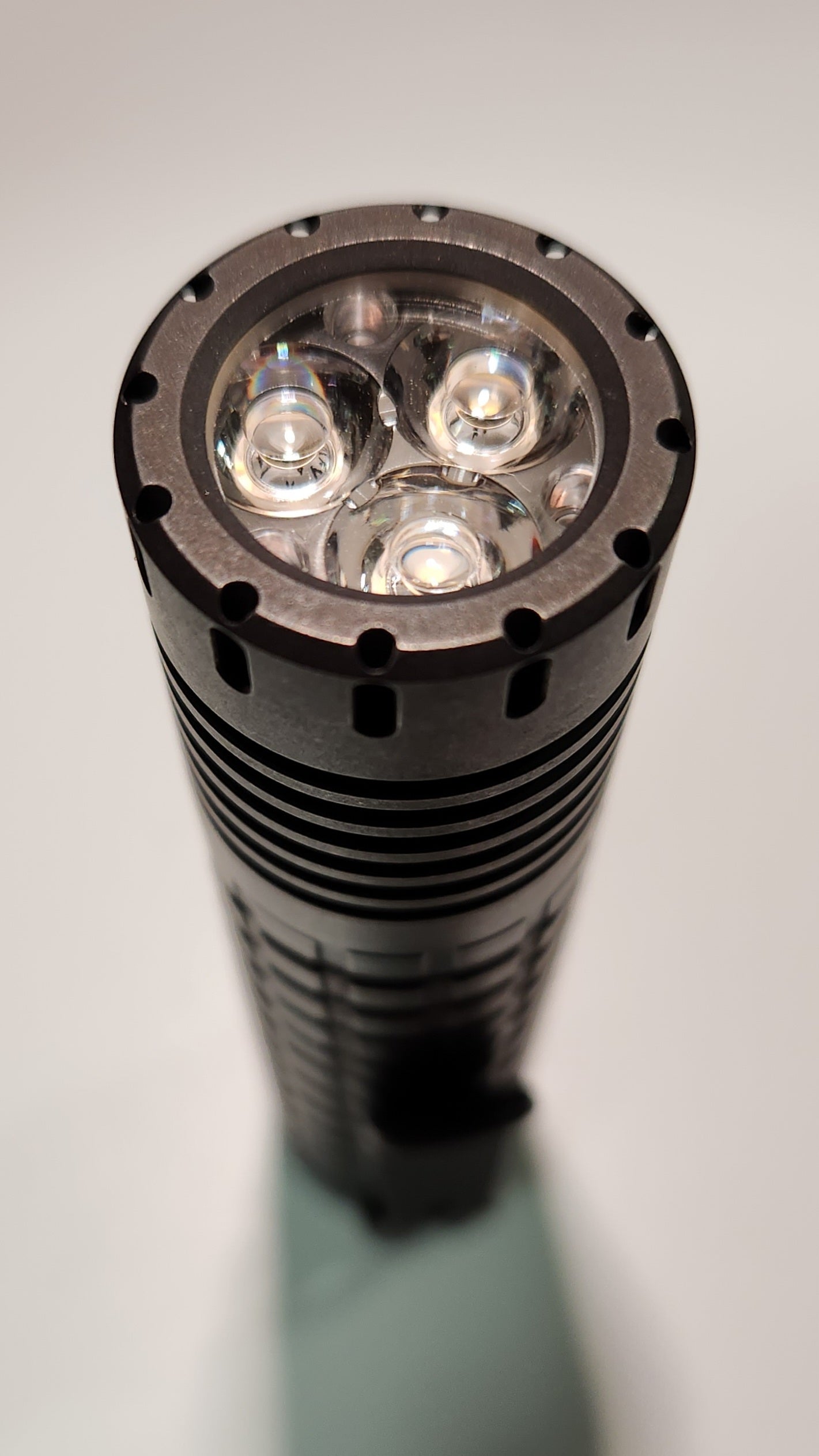ReyLight Anodized Dawn Triple V2.1 Black Oil Titanium Custom LED Flashlight