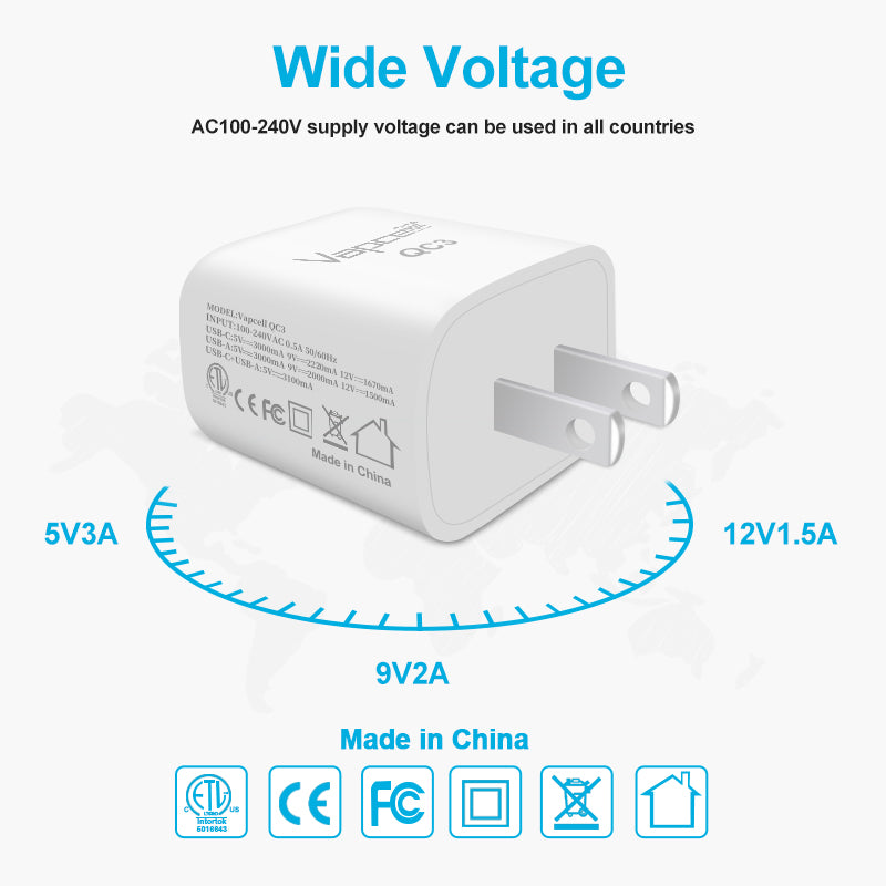 Vapcell QC3 UBB Fast Charging Power Adapter