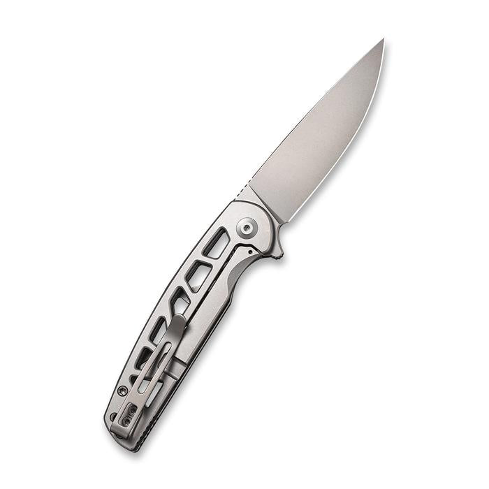 Civivi Perf Flipper Knife - Plain Skeletonized Steel Handle (3.12'' Stonewashed Nitro-V) C 20006-A
