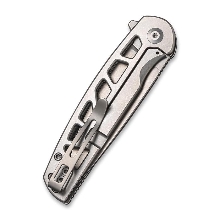 Civivi Perf Flipper Knife - Plain Skeletonized Steel Handle (3.12'' Stonewashed Nitro-V) C 20006-A