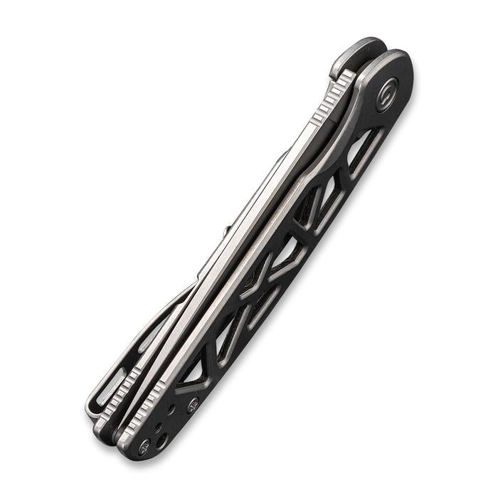 Civivi Perf Flipper Knife - Plain Skeletonized Steel Handle (3.12'' Stonewashed Nitro-V) C 20006-A
