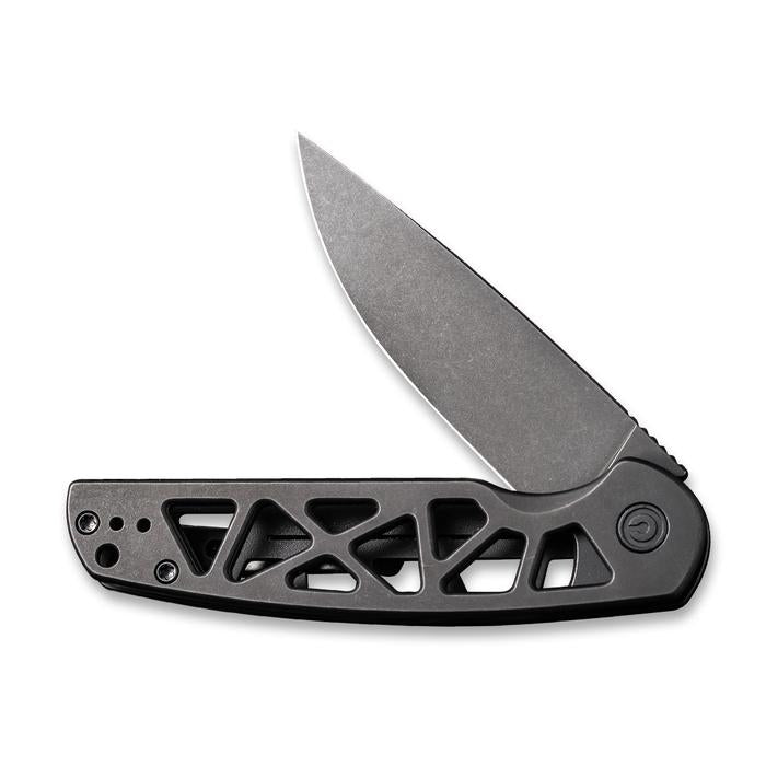Civivi Perf Flipper Knife - Black Skeletonized Steel Handle (3.12'' Black Stonewashed Nitro-V) C 20006-B