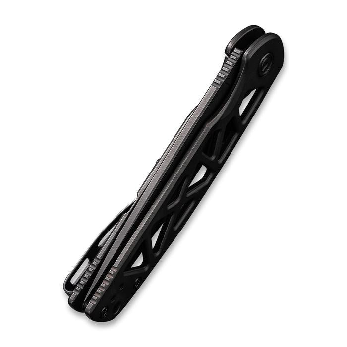 Civivi Perf Flipper Knife - Black Skeletonized Steel Handle (3.12'' Black Stonewashed Nitro-V) C 20006-B