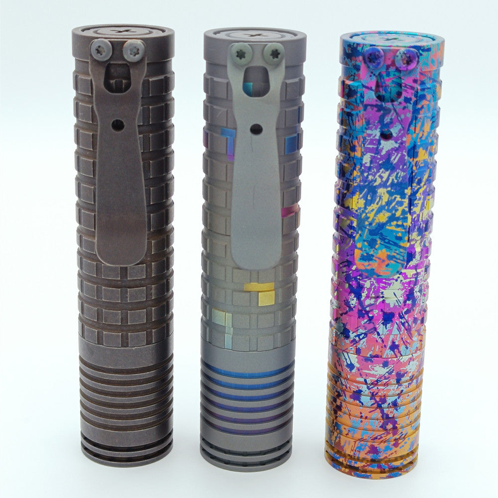 ReyLight Anodized Dawn Triple V2.1 Black Oil Titanium Custom LED Flashlight