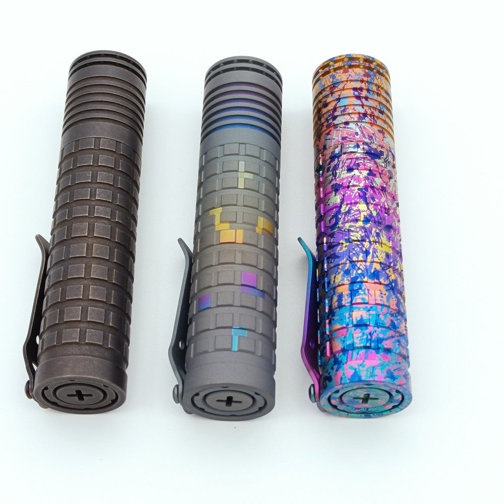 ReyLight Anodized Dawn Triple V2.1 Black Oil Titanium Custom LED Flashlight