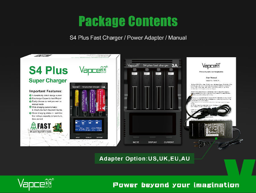 Vapcell S4 Plus 12A Super Smart Battery Charger