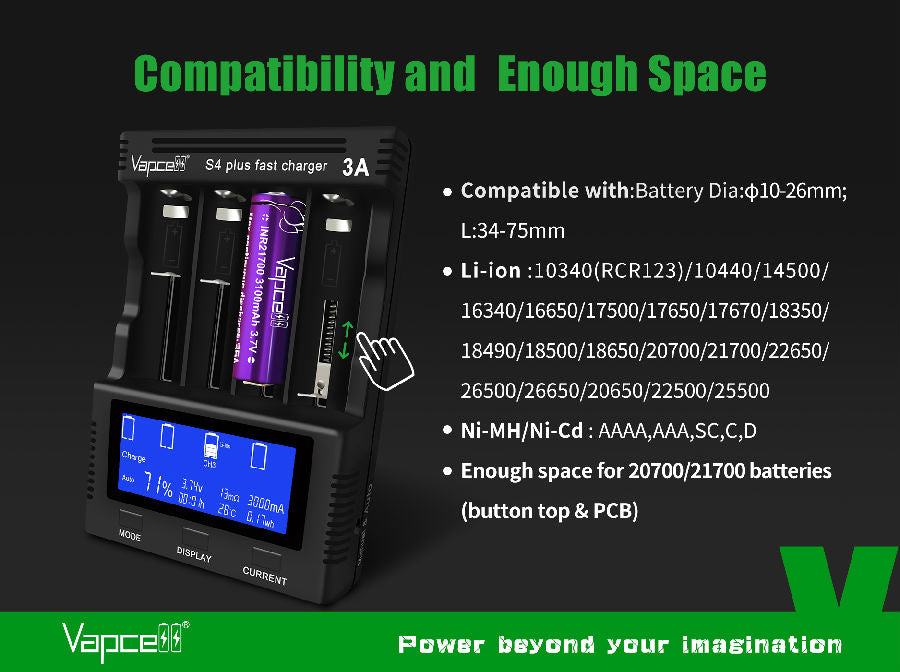 Vapcell S4 Plus 12A Super Smart Battery Charger