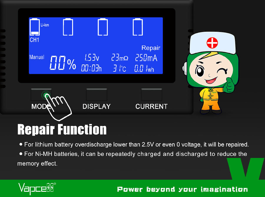 Vapcell S4 Plus 12A Super Smart Battery Charger