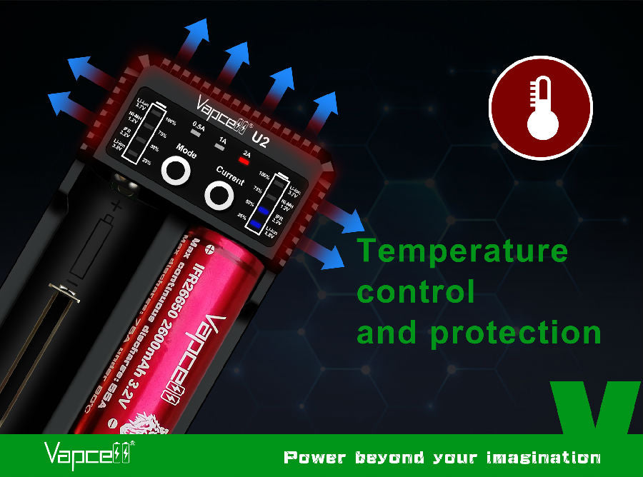 Vapcell U2 2-Bay Multi-Function Smart Battery Charger