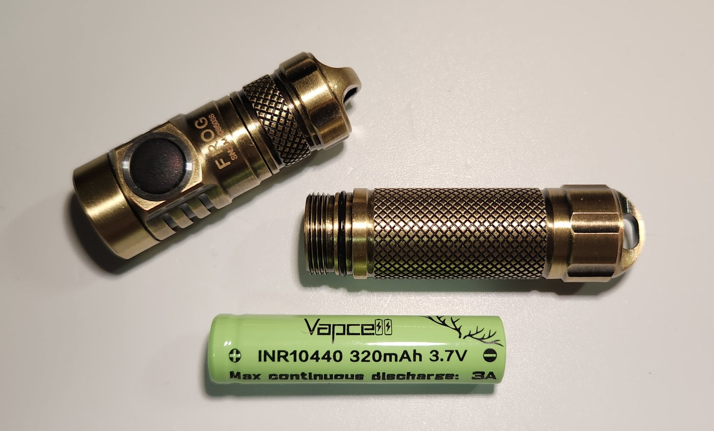 Lumintop Frog in Aluminum Color Brown 570 Lumens EDC Mini Flashlight OSRAM W2 + 10440 TUBE + 10400 BATTERY COMBO