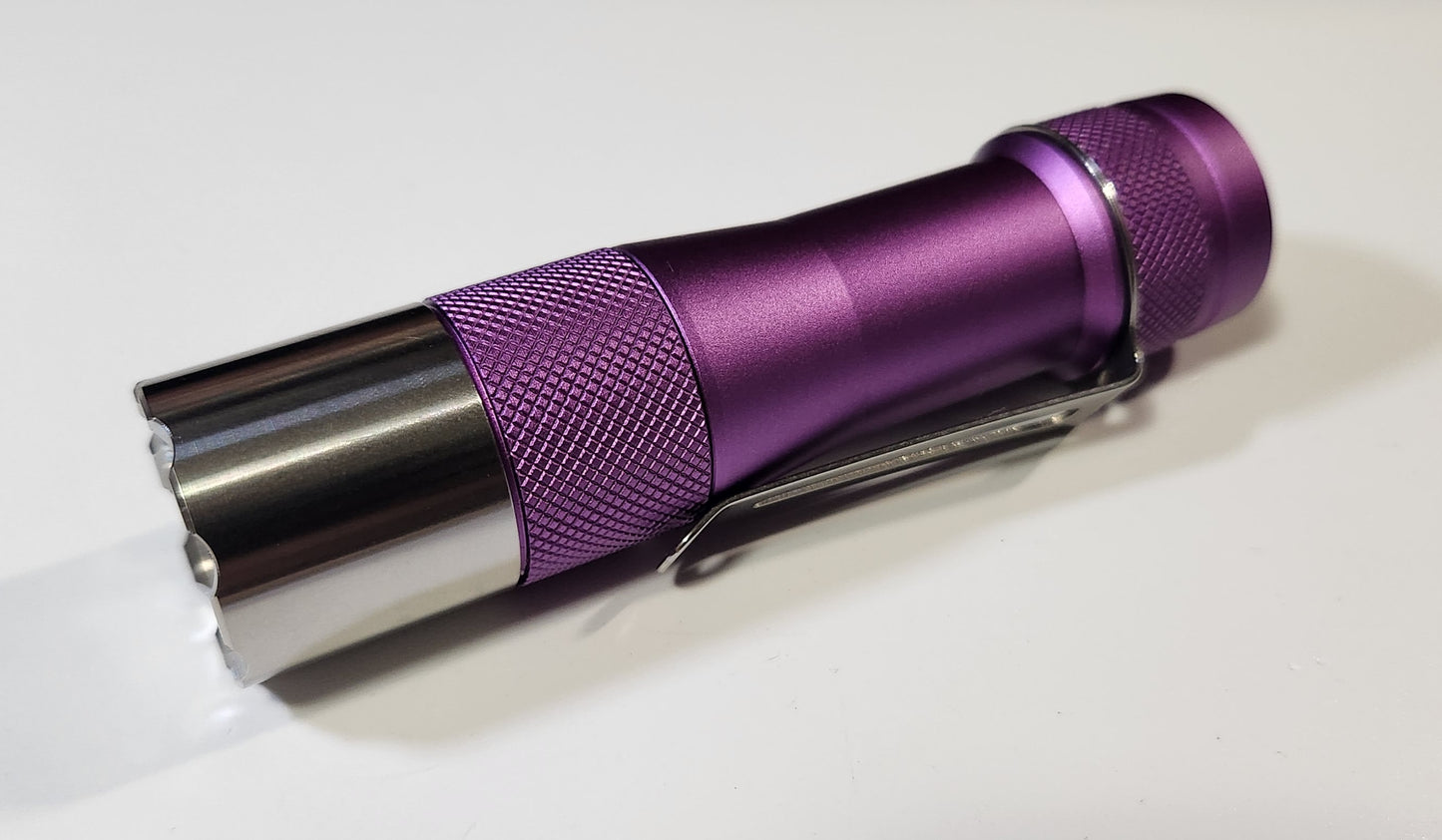 Lumintop FW1A Pro Titanium, Brass OR Aluminum Custom Led Flashlight PURPLE W/SBT90.2