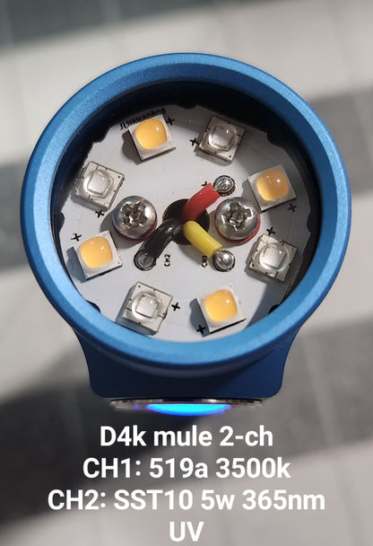 Emisar D4K Tint Ramp 8 x Mule High Power LED Flashlight ADD ON $20 UV CHANNEL 2 OPTION (PURCHASE SEPARATELY)