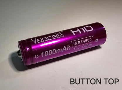 VAPCELL H10 14500 10A LITHIUM-ION RECHARGEABLE BATTERY BUTTON TOP *** ONLY PURCHASE WITH FLASHLIGHT + FEDEX SHIPPING ***