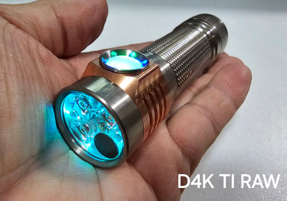 Emisar D4K Titanium 3-CH Triple Channel 1*21700 UV/LED Flashlight *CUSTOM BUILT-TO-ORDER* RAW TITANIUM