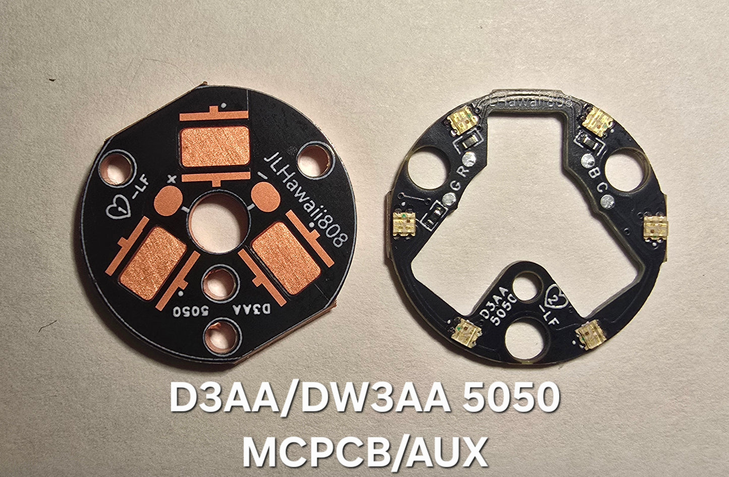 Emisar Noctigon XP Raw MCPCB/AUX Custom 20 X 1.6MM D3AA TRIPLE 5050 MCPCB + RGB AUX BOARD (BLACK)