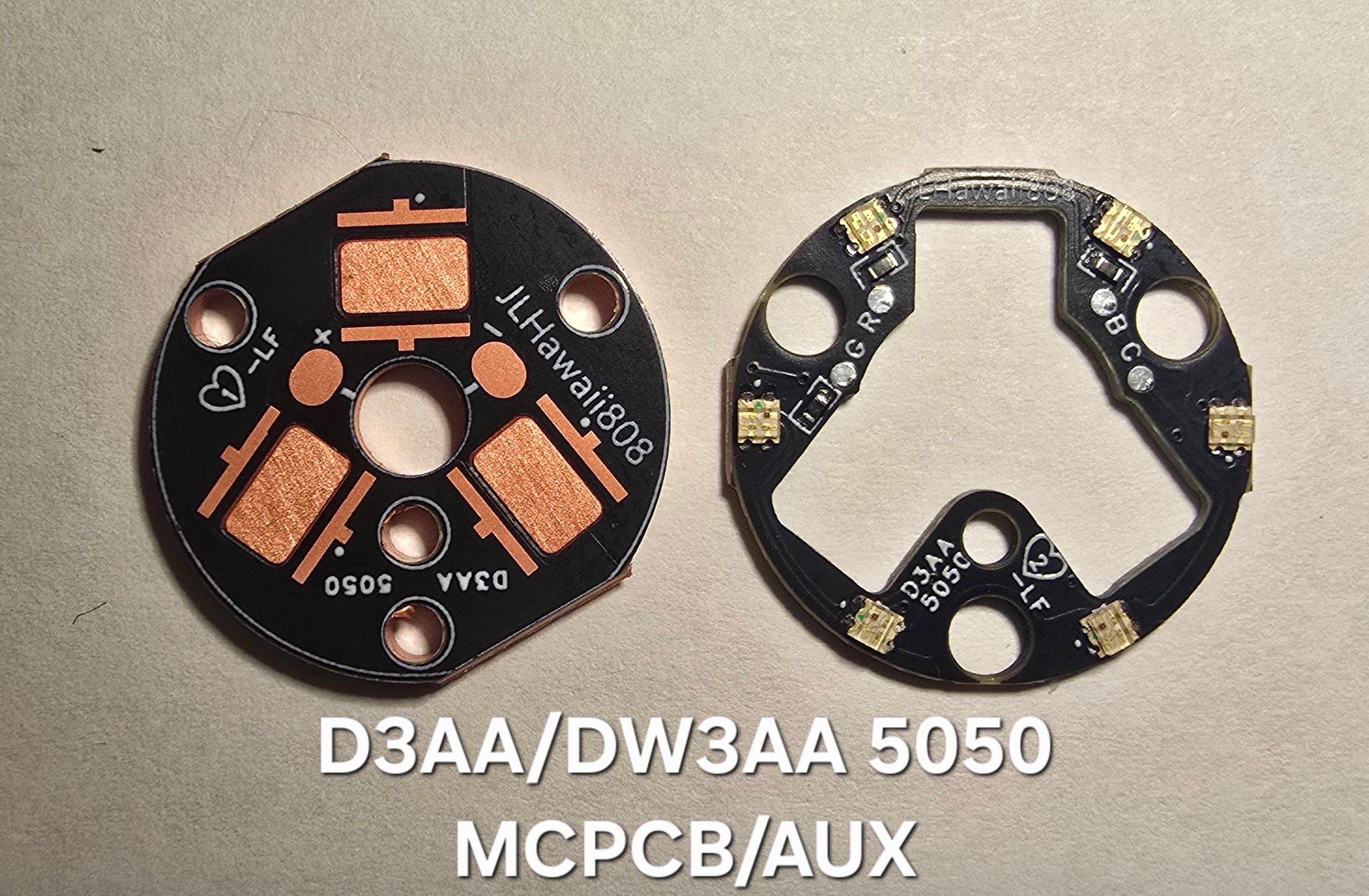 Emisar Noctigon XP Raw MCPCB/AUX Custom 20 X 1.6MM D3AA TRIPLE 5050 MCPCB + RGB AUX BOARD (BLACK)