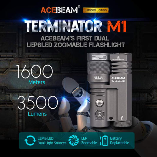 Acebeam Terminator M1 Dual Head LED LEP Flashlight (Limited Edition)