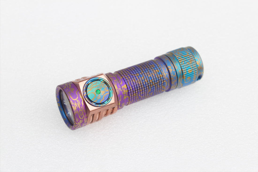 Emisar D3AA Titanium 14500/AA LED Flashlight TITANIUM RAW B. CLOUDS