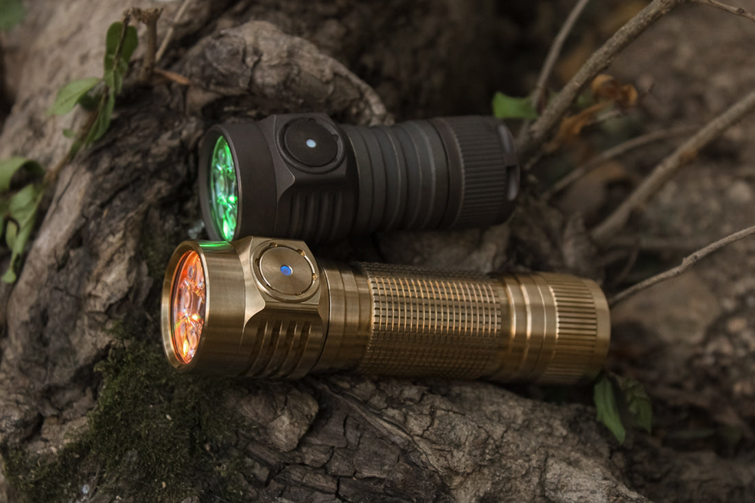 brass rechargeable flashlight Emisar D4V2 High Power LED Using a Micro Olight I16 Brass Rechargeable Flashlight