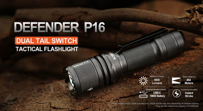 Acebeam Defender P16 Tactical LED Flashlight GRAY