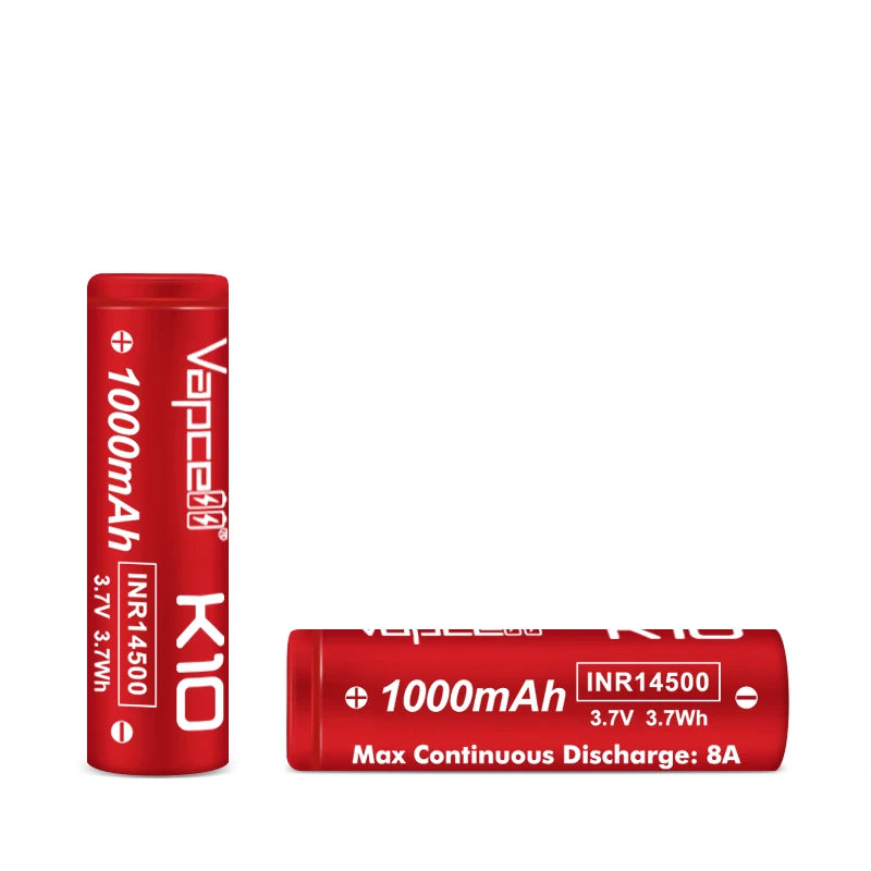 Vapcell K10 INR14500 8A 1000mah Lithium-ion battery ***MUST BE SOLD WITH FLASHLIGHT + FEDEX***