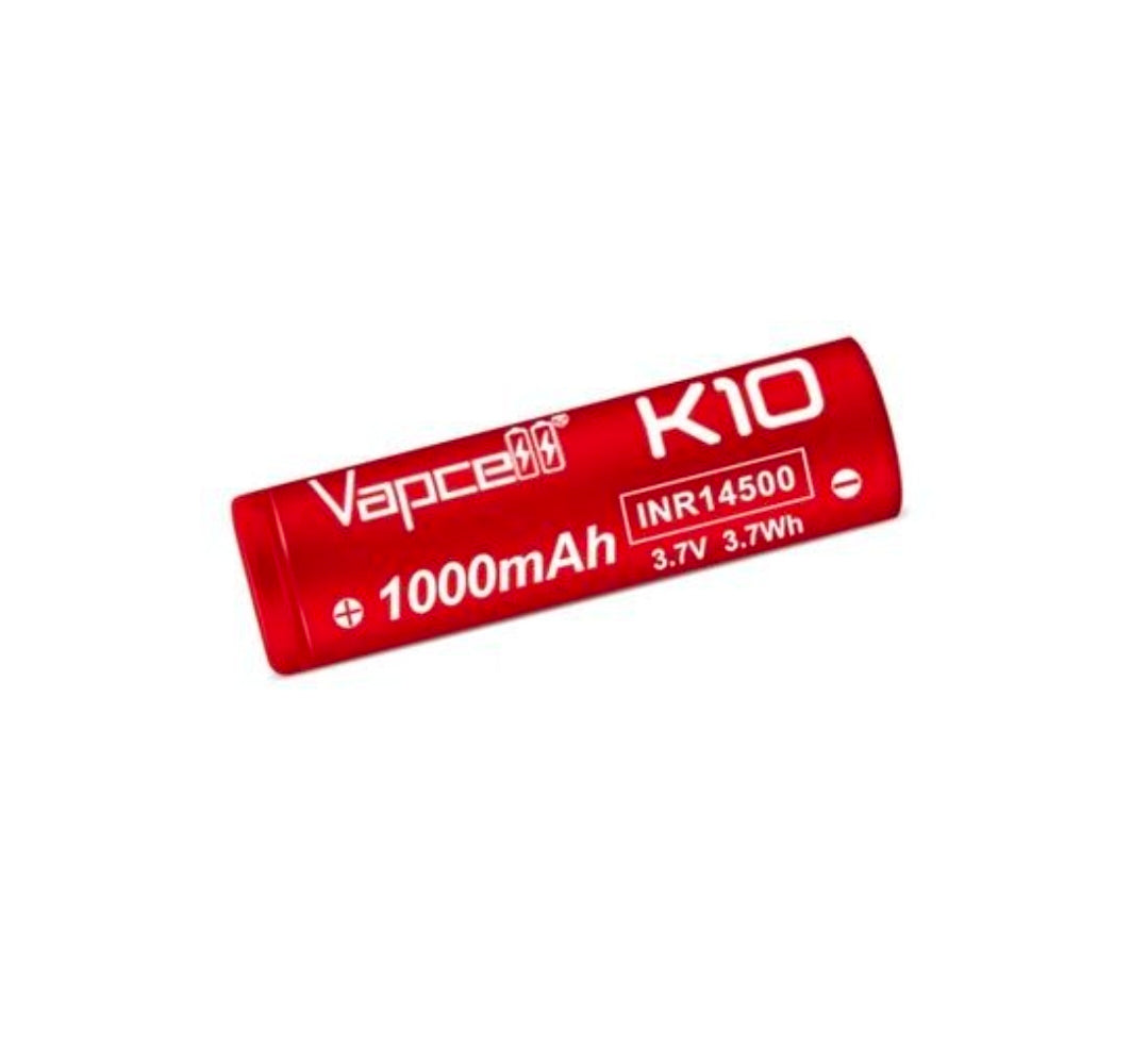 Vapcell K10 INR14500 8A 1000mah Lithium-ion battery ***MUST BE SOLD WITH FLASHLIGHT + FEDEX***