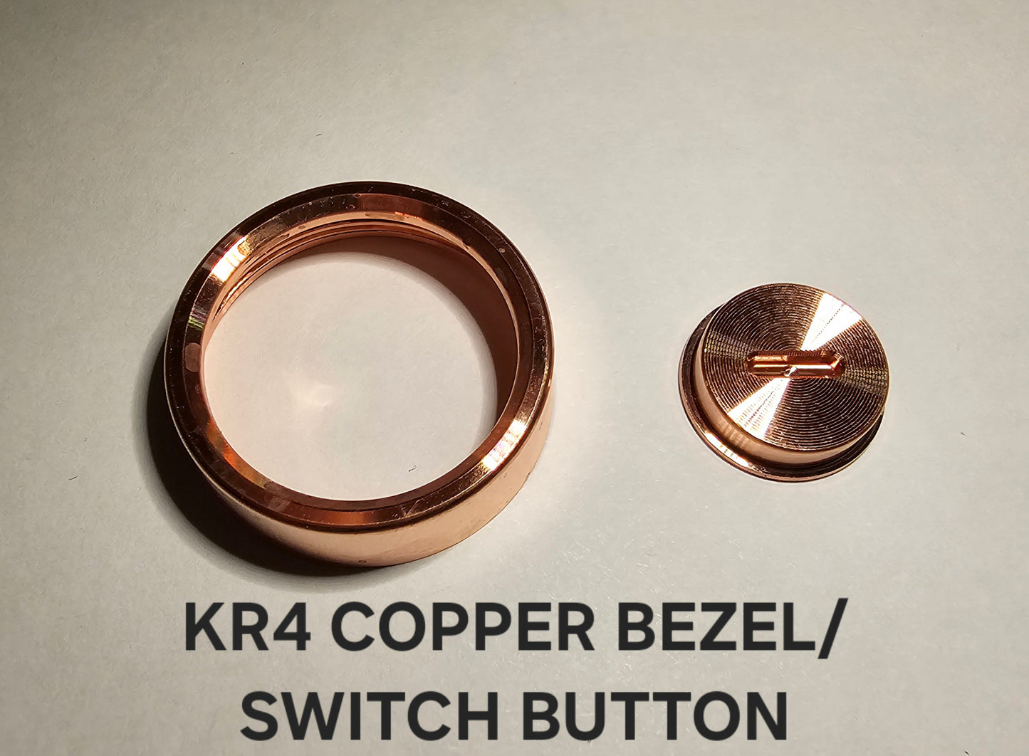 Emisar Noctigon Replacement Bezel/Switch Ring KR4 COPPER BEZEL TAIL SWITCH BUTTON (WITH TRITIUM SLOT)