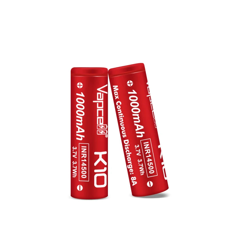 Vapcell K10 INR14500 8A 1000mah Lithium-ion battery ***MUST BE SOLD WITH FLASHLIGHT + FEDEX***