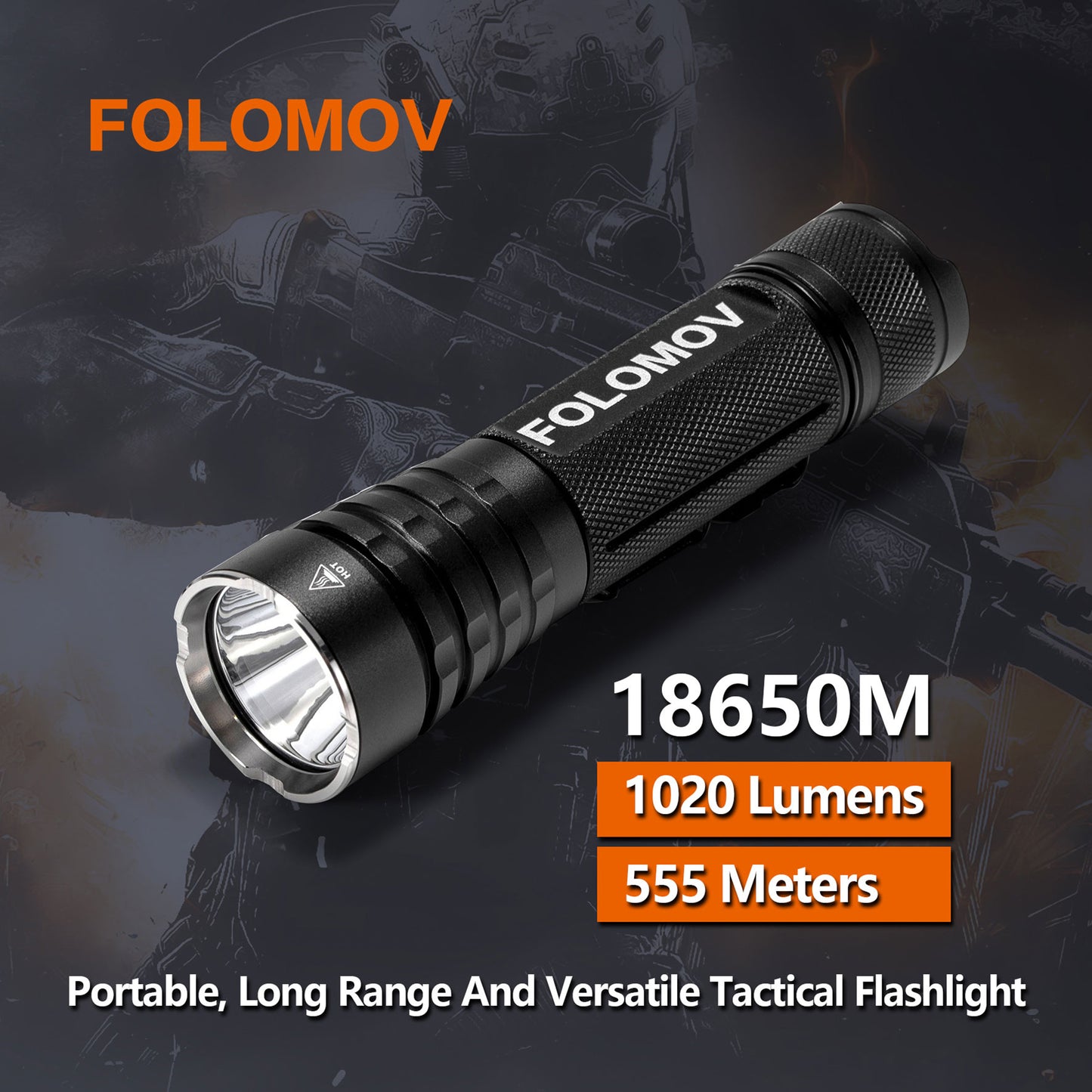 Folomov 18650M 1020LM 555m LED Flashlight