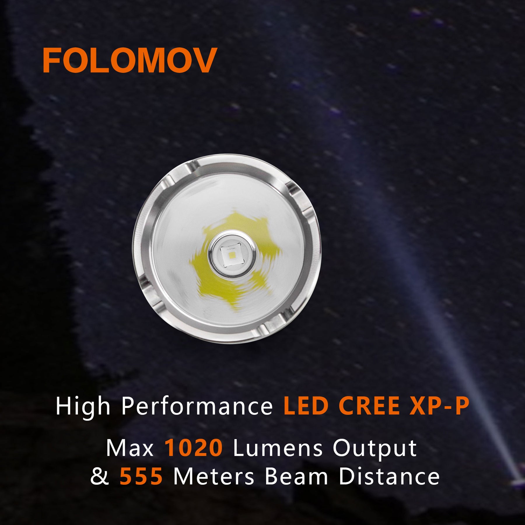 Folomov 18650M 1020LM 555m LED Flashlight