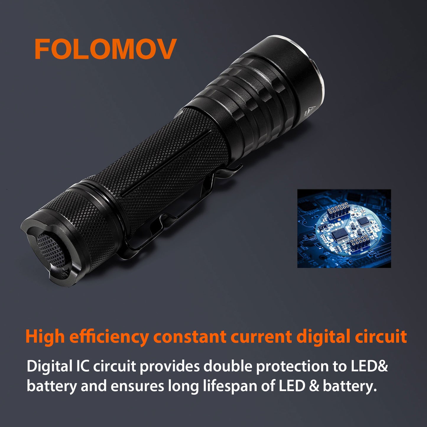 Folomov 18650M 1020LM 555m LED Flashlight