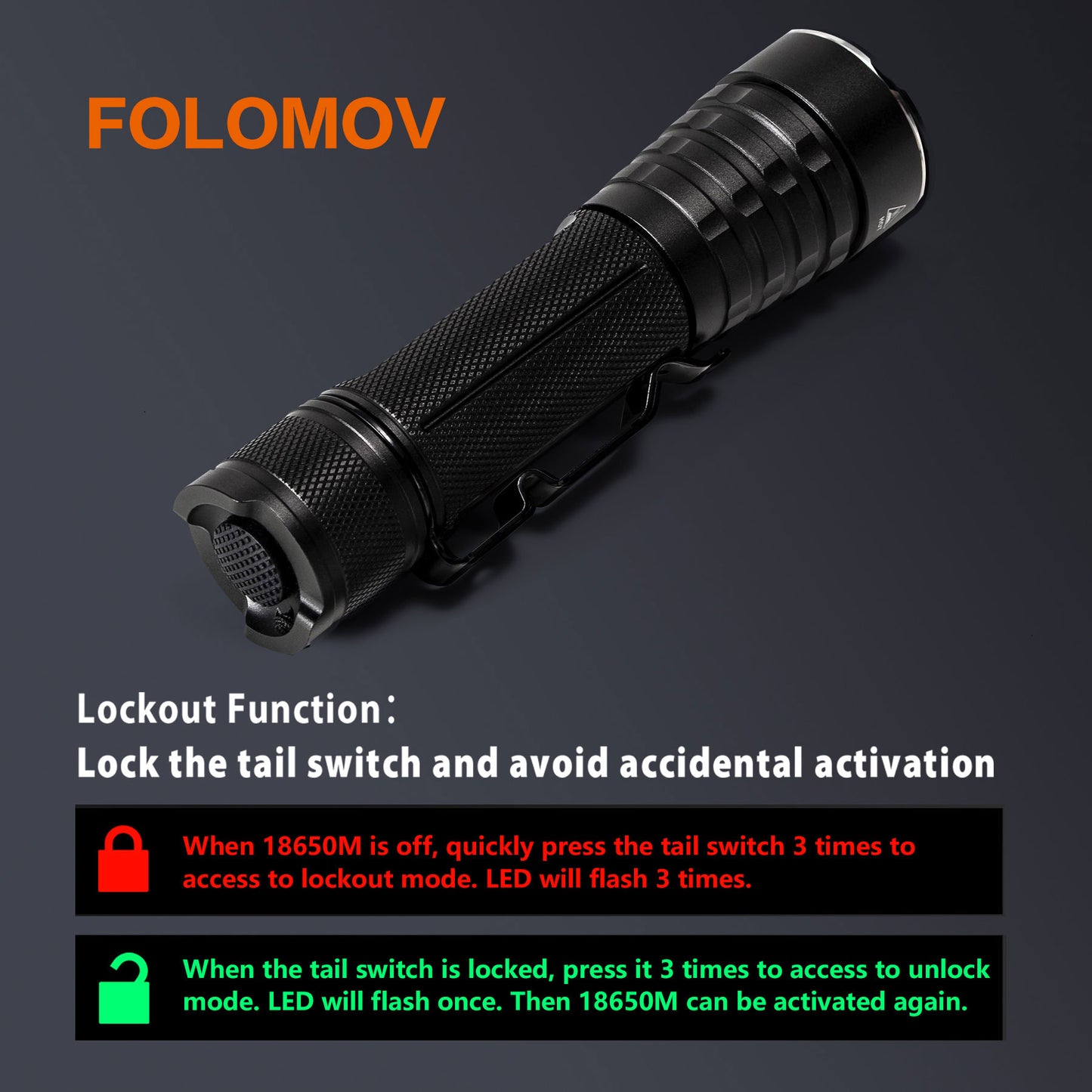 Folomov 18650M 1020LM 555m LED Flashlight