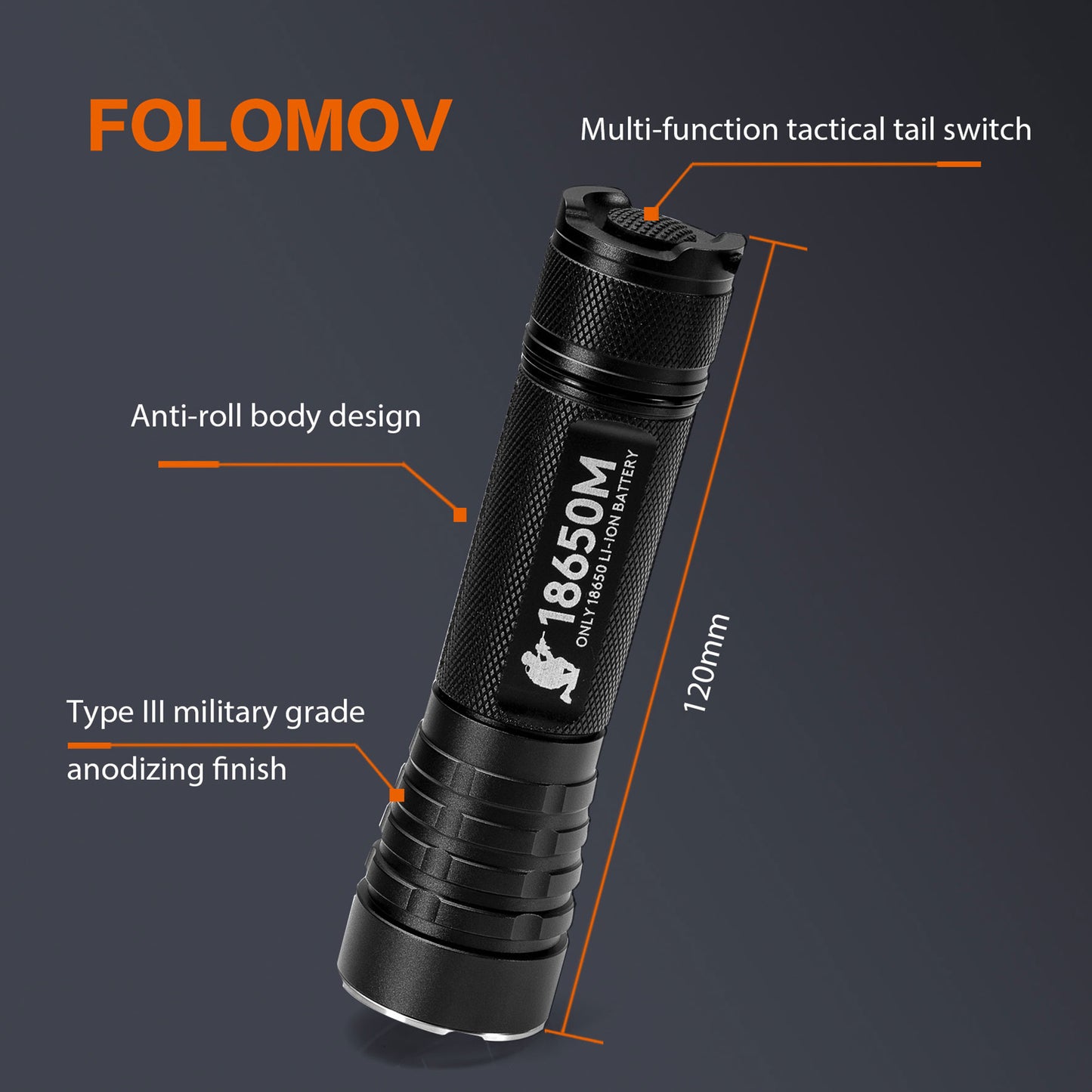 Folomov 18650M 1020LM 555m LED Flashlight