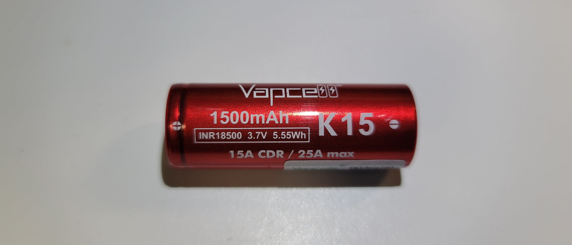 Vapcell K15 18500 1500mAh 15A Li-ion Rechargeable Battery