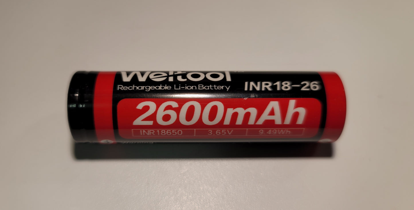 Weltool INR18-26 18650 2600 mAh 5A Li-ion Rechargable Battery