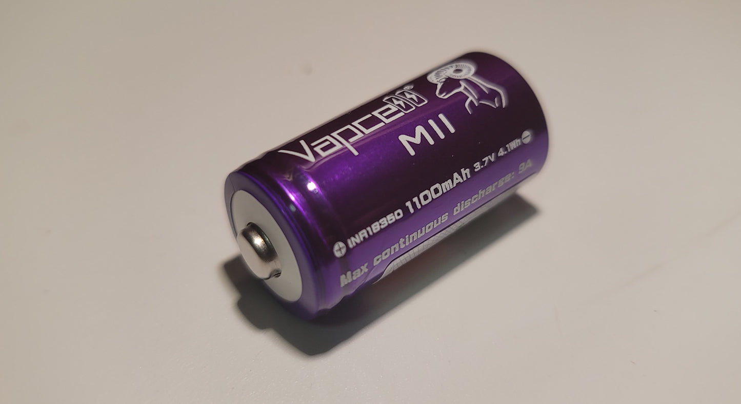 Vapcell M11 18350 1100mAh 9A Li-ion Rechargeable Battery **** HAS TO BE SHIPPED WITH FLASHLIGHT + FEDEX *** BUTTON TOP **** HAS TO BE SHIPPED WITH FLASLIGHT + FEDEX ***