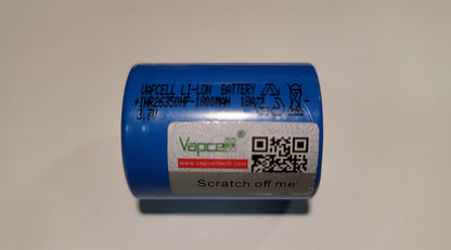 Vapcell INR26350 1800mAh 3.7v 15A High Drain Unprotected Rechargeable Li-On Battery For Emisar D4 D4sv2