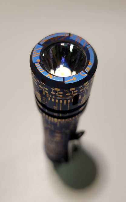 ReyLight Lan Titanium Blue Circuit Custom LED Flashlight