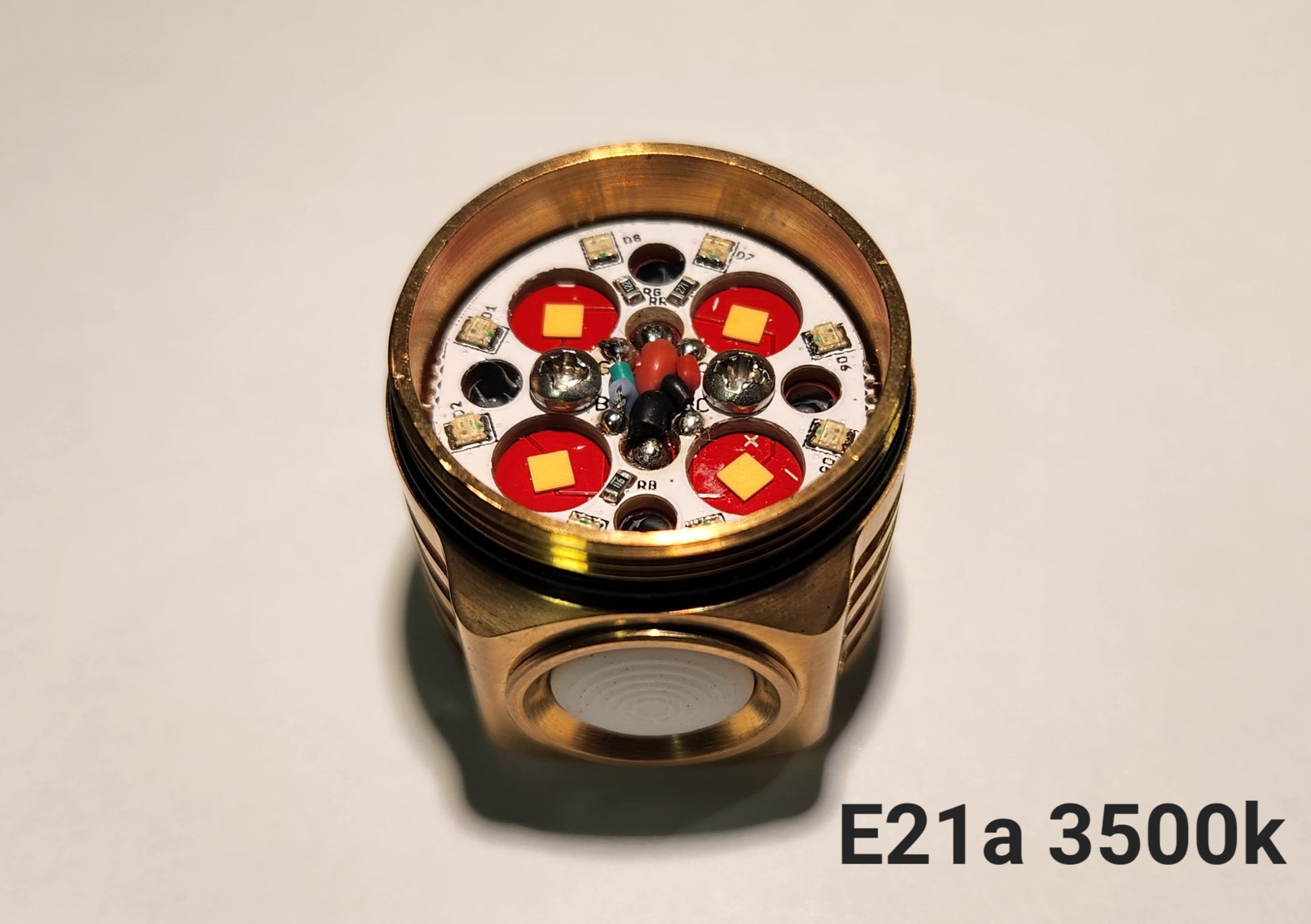 Emisar D4v2 Titanium Copper Brass Replacement Head BRASS E21A 3500K W/AMBER LIGHTED SW
